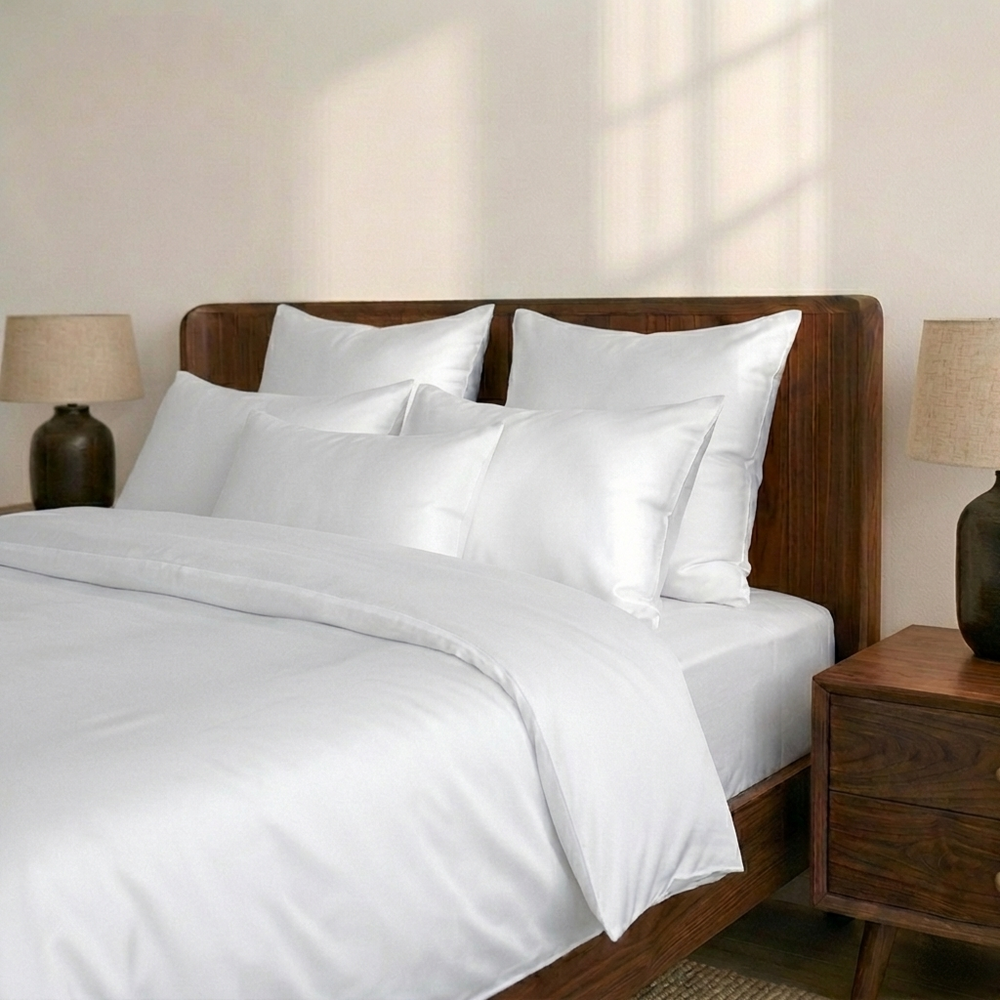 Luxus Lyocell Couple Bettwäsche-set: Shiny White