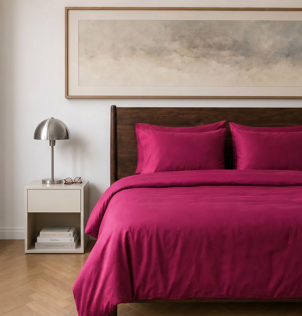 Luxus Lyocell Kissenbezug: Berry Red