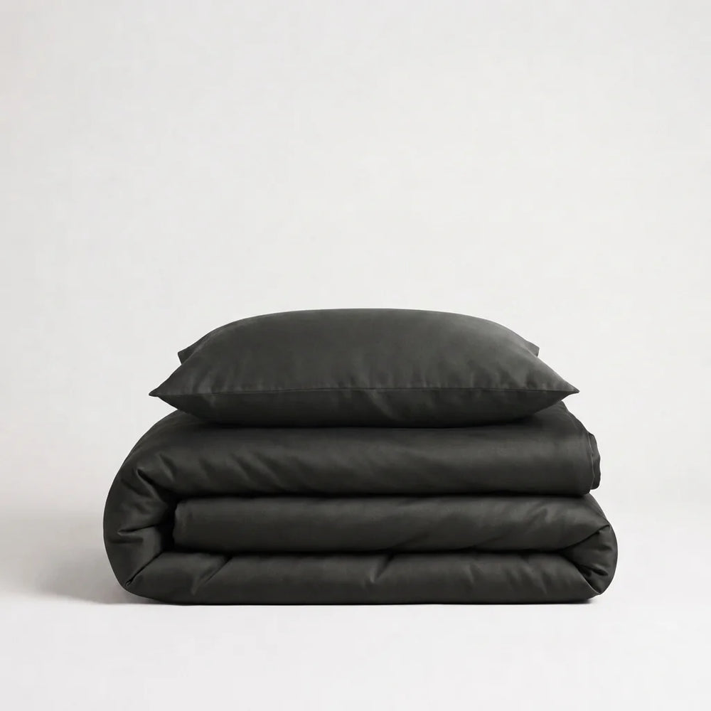 Luxus Lyocell Bettwäsche-Set Night Grey. 100 % Lyocell, 135 x 200 cm