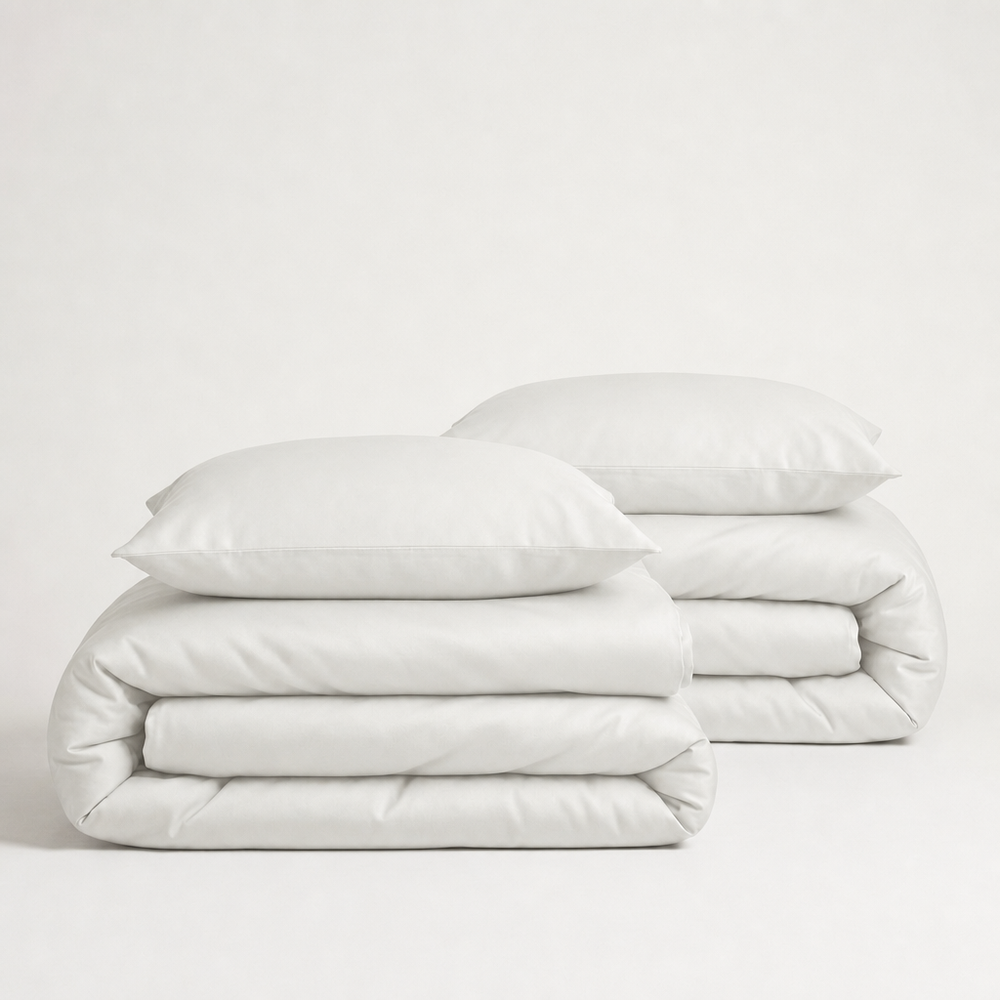 Luxus Lyocell Couple Bettwäsche-set: Shiny White