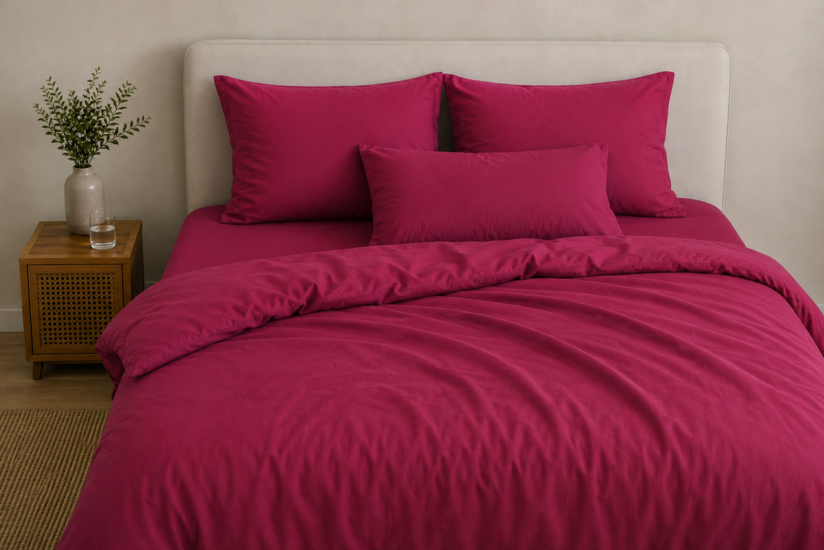 Bettwaesche-Set in Berry Red